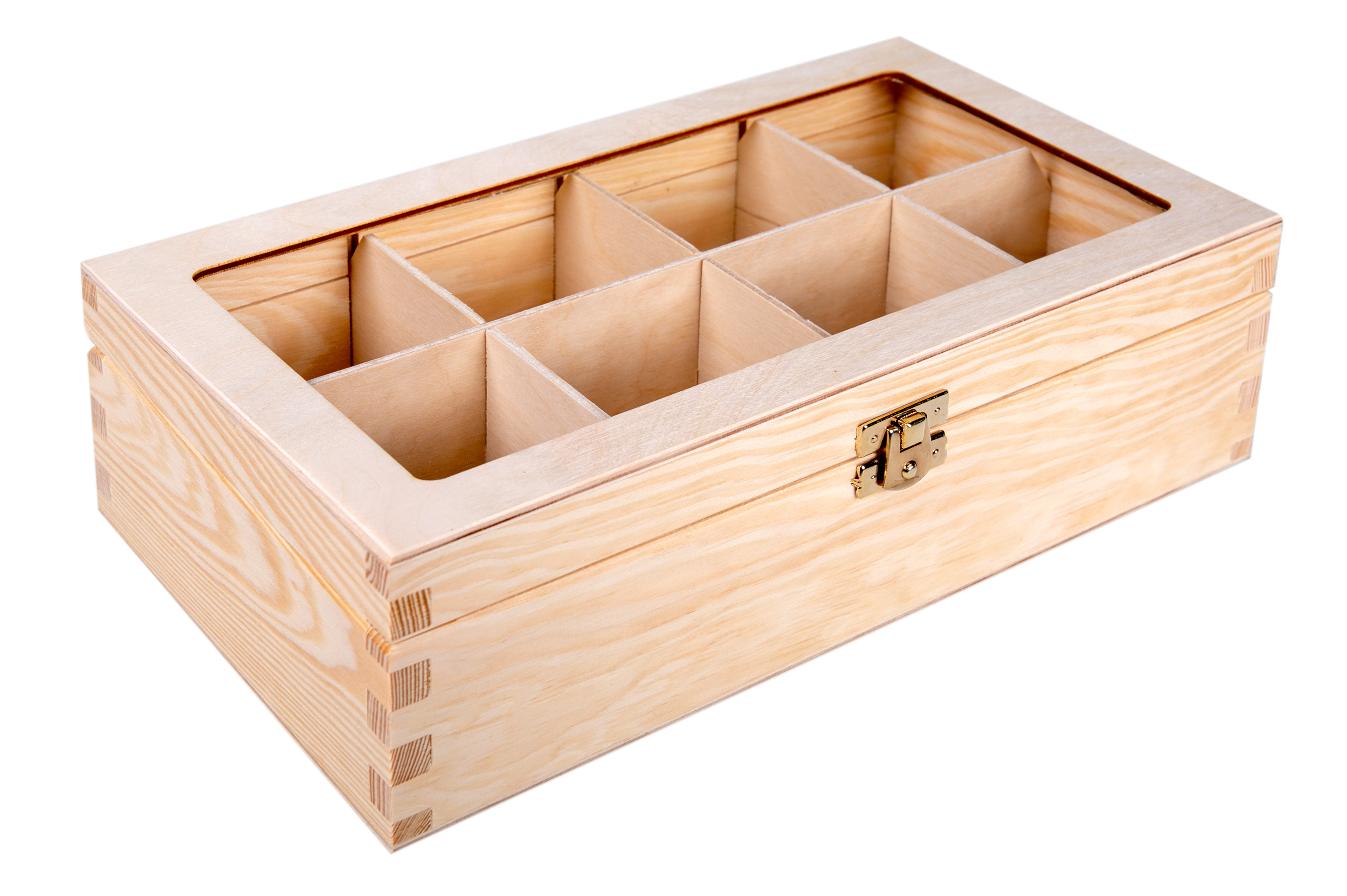 Pudełko na biżuterię, herbatę - 8 przegród z szybką PU0193